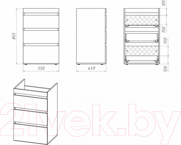 Изображение товара Тумба с умывальником Misty Фостер 55 + Гавана 120 L