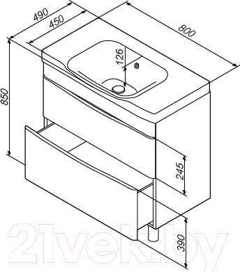 Изображение товара Тумба с умывальником AM.PM Like M80FSX0802WG + M80WCC0802WG