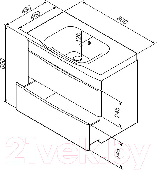Изображение товара Тумба с умывальником AM.PM Like M80FHX0802WG + M80WCC0802WG