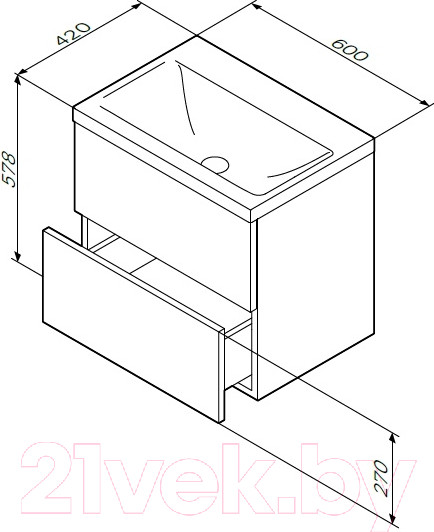 Изображение товара Тумба с умывальником AM.PM Gem M90-FHX0602-WC0602WG