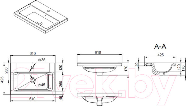 Изображение товара Тумба с умывальником AM.PM Gem M90-FSX0602-WC0602WG