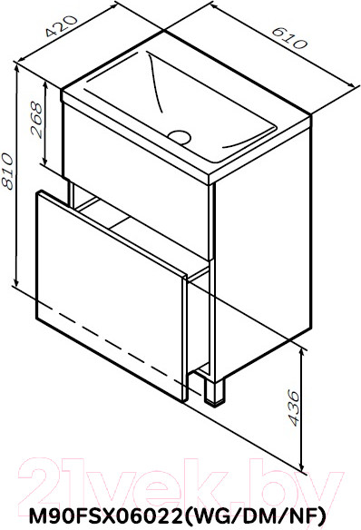 Изображение товара Тумба с умывальником AM.PM Gem M90-FSX0602-WC0602WG