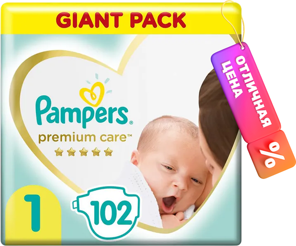 Изображение товара Подгузники детские Pampers Premium Care 1 Newborn (102шт)