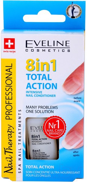 Изображение товара Лак для укрепления ногтей Eveline Cosmetics Nail Therapy Professional здоровые ногти 8 в 1 (12мл)