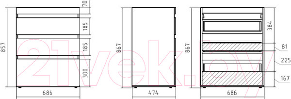 Изображение товара Тумба с умывальником Misty Фостер 70 / Э-Фос01070-013ЯНС+Гавана 130D L