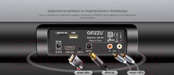 Изображение товара Звуковая панель (саундбар) Ginzzu GM-501