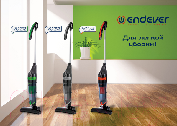 Изображение товара Вертикальный пылесос Endever SkyClean VC-292 (черный/зеленый)
