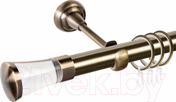 Изображение товара Карниз для штор АС ФОРОС Grace D25Г составной + наконечники Люксор стекло (2.8м, антик)