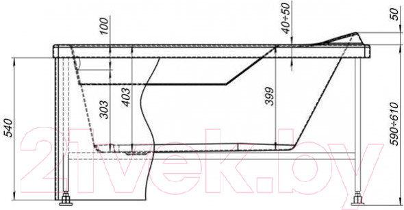 Изображение товара Экран для ванны Aquanet L120 H54 У / 243800 (фронтальный)