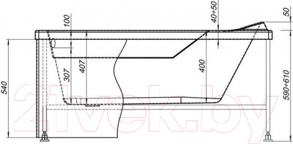 Изображение товара Экран для ванны Aquanet L130 H54 У / 243722 (фронтальный)