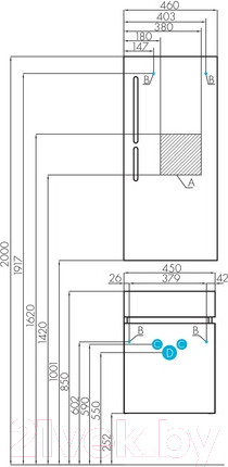 Изображение товара Тумба с умывальником Акватон Эклипс М 46 (1A1728K1EK49L)