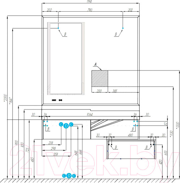 Изображение товара Тумба с умывальником Акватон Сакура 120 (1A2197K2SKW80)