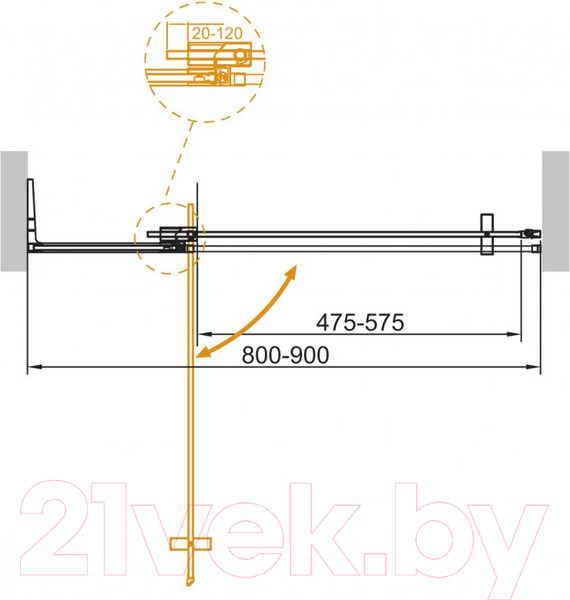 Изображение товара Душевая дверь Cezares SLIDER-B-1-80/90-GRIGIO-Cr