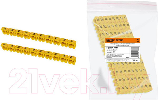 Изображение товара Маркер кабельный TDM SQ0534-0041 (100шт, желтый)