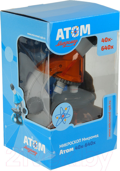 Изображение товара Микроскоп оптический Микромед Атом 40x-640x / 27389 (апельсин)
