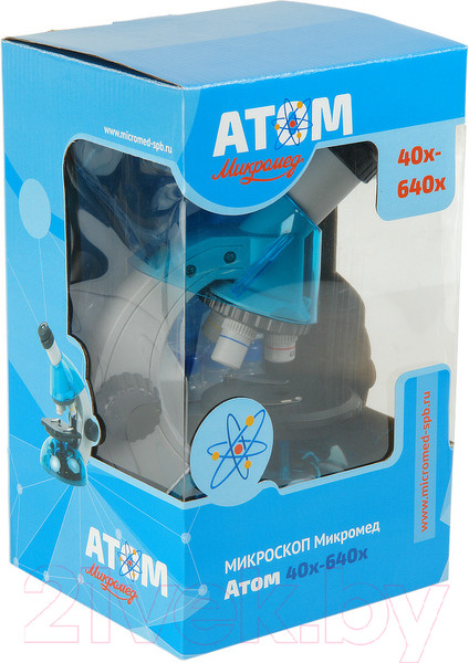Изображение товара Микроскоп оптический Микромед Атом 40x-640x / 27388 (лазурь)