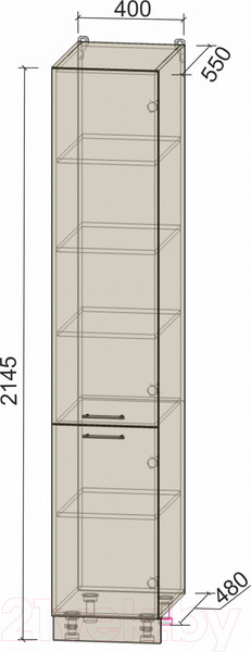 Изображение товара Шкаф-пенал кухонный Интерлиния Компо НШП-№2-2145 (дуб белый/дуб серый)