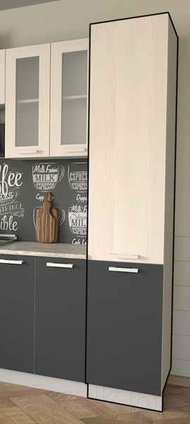 Изображение товара Шкаф-пенал кухонный Интерлиния Компо НШП-№2-2145 (атрацит/вудлайн кремовый)