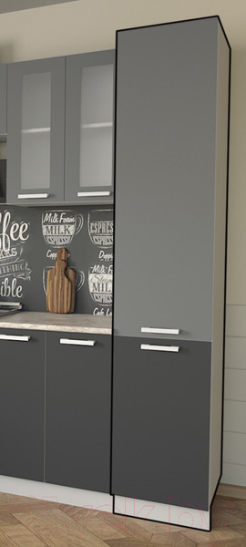 Изображение товара Шкаф-пенал кухонный Интерлиния Компо НШП-№2-2145 (антрацит/серебро)