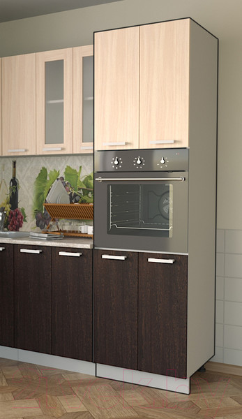 Изображение товара Шкаф-пенал кухонный Интерлиния Компо ПШД-№5-2145 (дуб молочный/дуб венге)