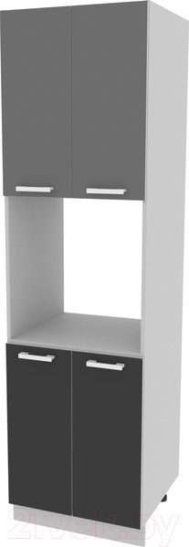 Изображение товара Шкаф-пенал кухонный Интерлиния Компо ПШД-№5-2145 (антрацит/серебро)