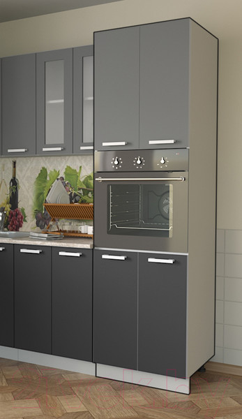 Изображение товара Шкаф-пенал кухонный Интерлиния Компо ПШД-№5-2145 (антрацит/серебро)