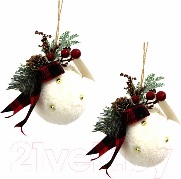 Изображение товара Набор шаров новогодних Merry Bear E10-18A1485B-3 (2шт, D12см, белый мех)