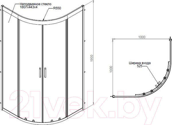 Изображение товара Душевой уголок AM.PM Gem W90G-401-100WT