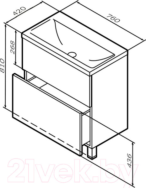 Изображение товара Тумба под умывальник AM.PM Gem M90FSX07522GM32
