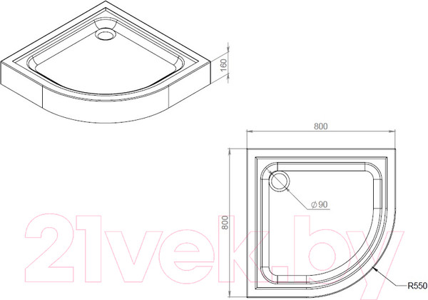 Изображение товара Душевой поддон AM.PM Gem W90T-401-080W