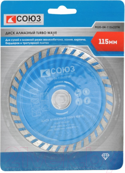 Изображение товара Отрезной диск алмазный СОЮЗ 9020-04-115x22TW