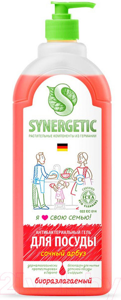 Изображение товара Средство для мытья посуды Synergetic Биоразлагаемое с ароматом арбуза (1л)