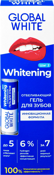 Изображение товара Гель для отбеливания зубов Global White Отбеливающий 6% (5мл)