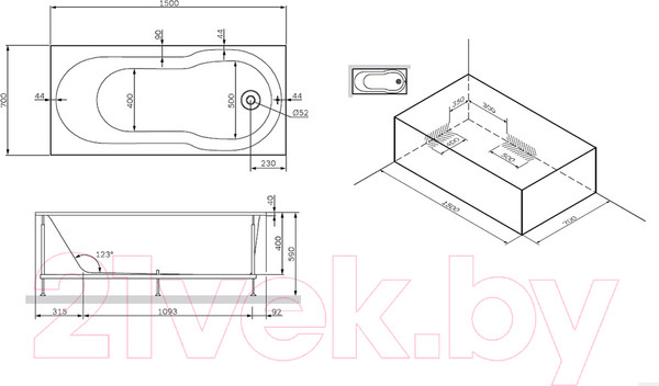 Изображение товара Каркас AM.PM X-Joy W88A-150-070W-R
