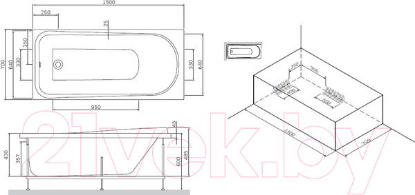 Изображение товара Каркас AM.PM Like W80A-150-070W-R