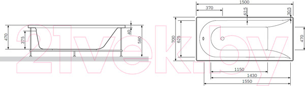 Изображение товара Каркас AM.PM Spirit W72A-150-070W-R2
