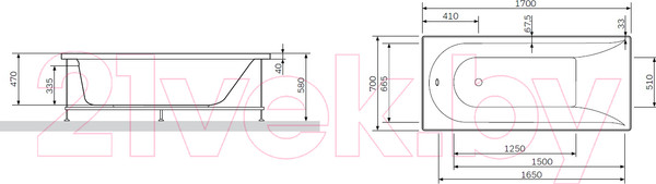 Изображение товара Каркас AM.PM Spirit W72A-170-070W-R2