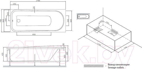 Изображение товара Экран для ванны AM.PM Like W80A-170-070W-P
