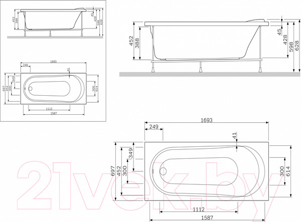 Изображение товара Экран для ванны AM.PM Joy/Spirit W85A-170-070W-P