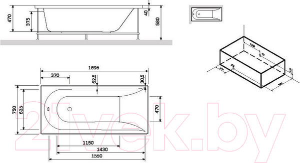 Изображение товара Экран для ванны AM.PM Spirit W72A-170-075W-P2