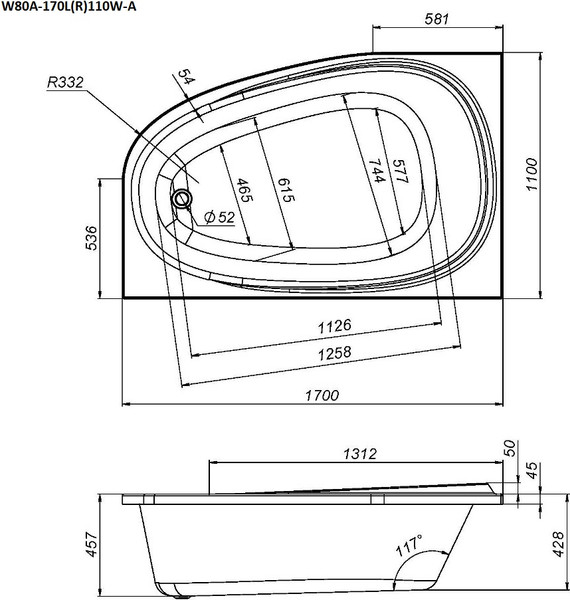 Изображение товара Ванна акриловая AM.PM Like L W80A-170L110W-A