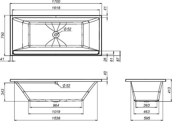 Изображение товара Ванна акриловая AM.PM Inspire 2.0 W52A-170-075W-A