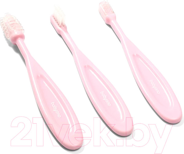 Изображение товара Набор зубных щеток для новорожденных BabyOno 550 (3шт, розовый)