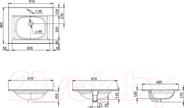 Изображение товара Умывальник AM.PM Spirit 2.0 M70AWCC0602WG