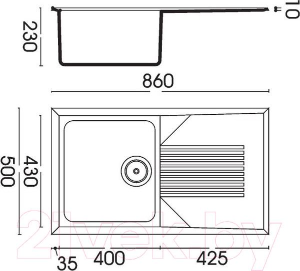 Изображение товара Мойка кухонная Elleci Tekno 400 Bianco Antico G62