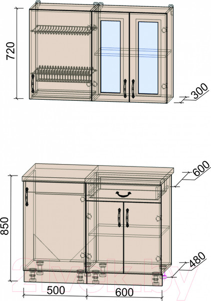Изображение товара Кухонный гарнитур Интерлиния Мила Крафт 1.1 (дуб снежный)