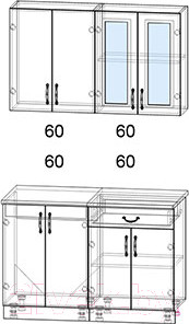 Изображение товара Кухонный гарнитур Интерлиния Мила Крафт 1.2А (дуб снежный)