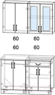 Изображение товара Кухонный гарнитур Интерлиния Мила Крафт 1.2А (дуб английский)