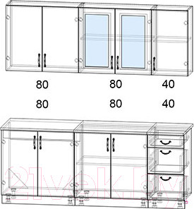 Изображение товара Кухонный гарнитур Интерлиния Мила Крафт 2.0А (дуб королевский)