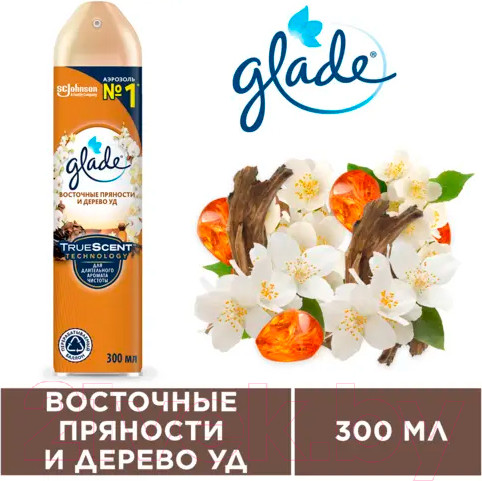 Изображение товара Освежитель воздуха Glade Восточные пряности и дерево уд (300мл)